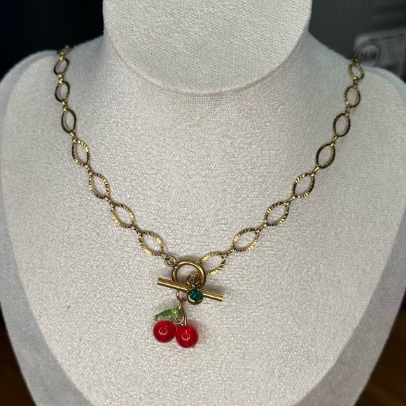 Gold Cherry Pendant Necklace - Picture 1 of 1